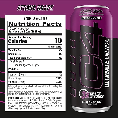 Vista 37 de C4 Ultimate - Bebida energética sin azúcar, 16 onzas (paquete de 12) Fruit Punch Bebida de rendimiento preentrenamiento sin colores ni tintes