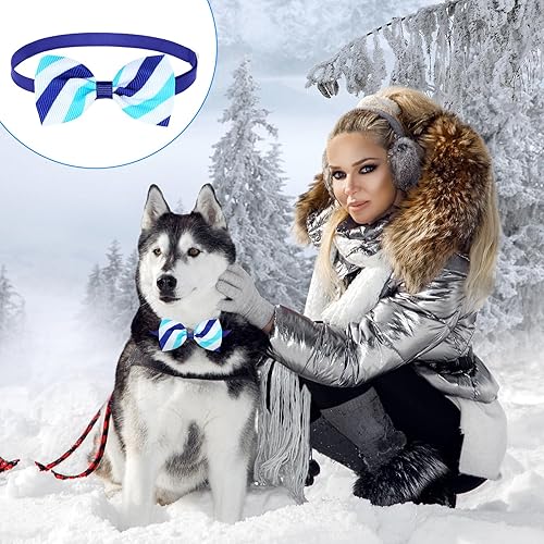 Miniatura 5 de Juego de 50 corbatas de invierno para perro con lazo, corbatas ajustables para gatos, juego de corbatas de muñeco de nieve, copo de nieve,