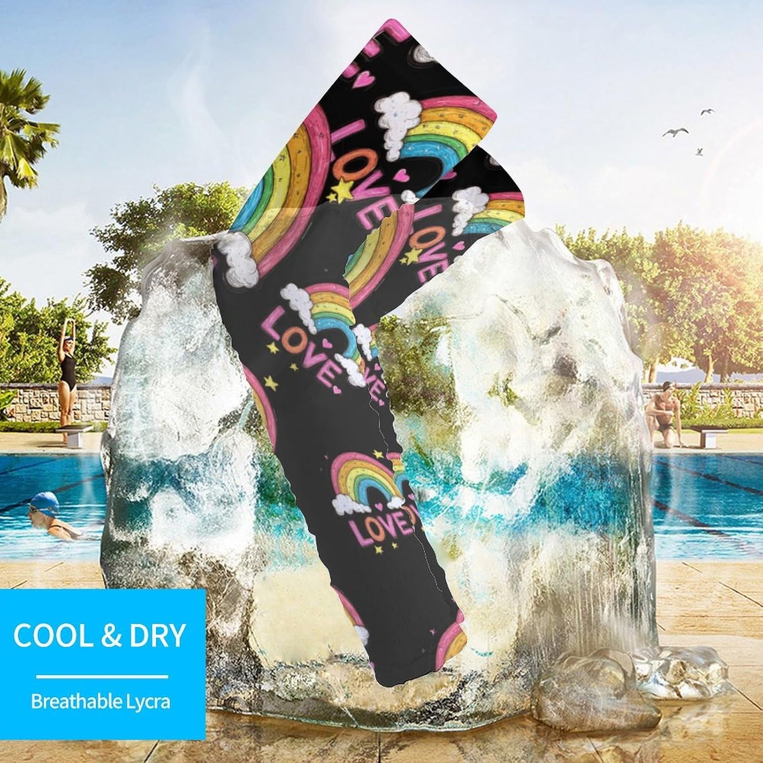 Love Is Love Rainbows Arm Sleeves Cooling Sun Protection Sports Compression for Golf Basketball
