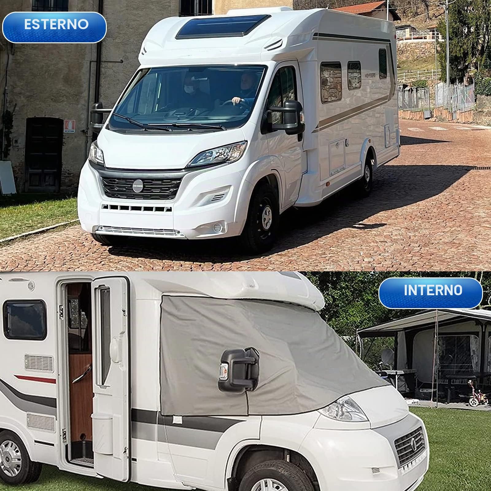 Parasole Fiat Ducato X250 X290 - Interno Camper, Protezione Privacy e UV, Tappetino Termico