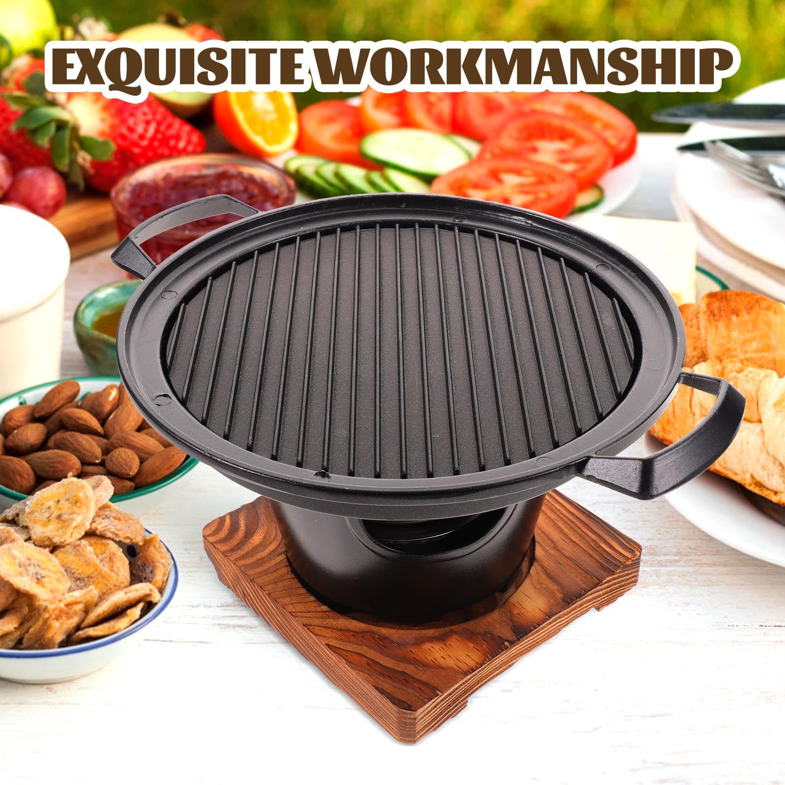 Parrilla de Barbacoa Portátil Mini para 3 Personas, Negro