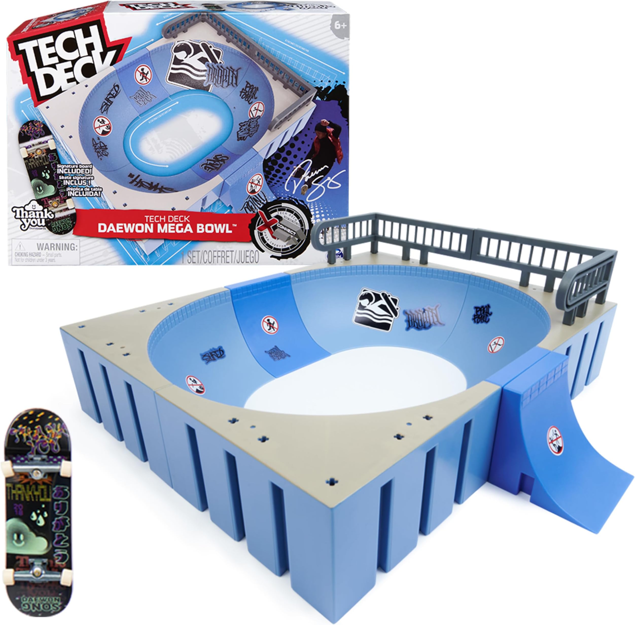 Tech Deck, Daewon Mega Bowl, X-Connect Park Creator, Customisable and Buildable Ramp Set with Exclusive Fingerboard, Kids’ Toy for Ages 6 and up