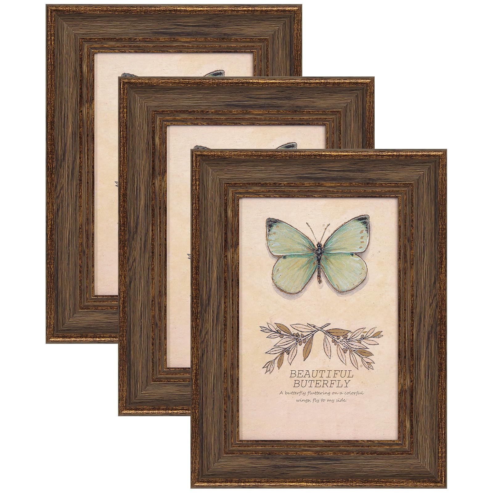 XUANLUO 3 Pack 4x6 Inch Farmhouse Rustic Picture Frame Sets Distressed Farmhouse Plastic Frame for Wall Mount or Tabletop Display — image 1