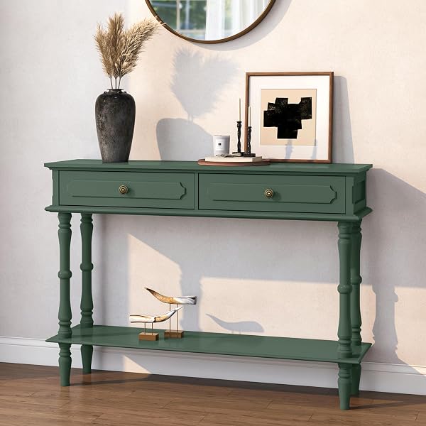 Narrow Green Farmhouse Sofa Table
