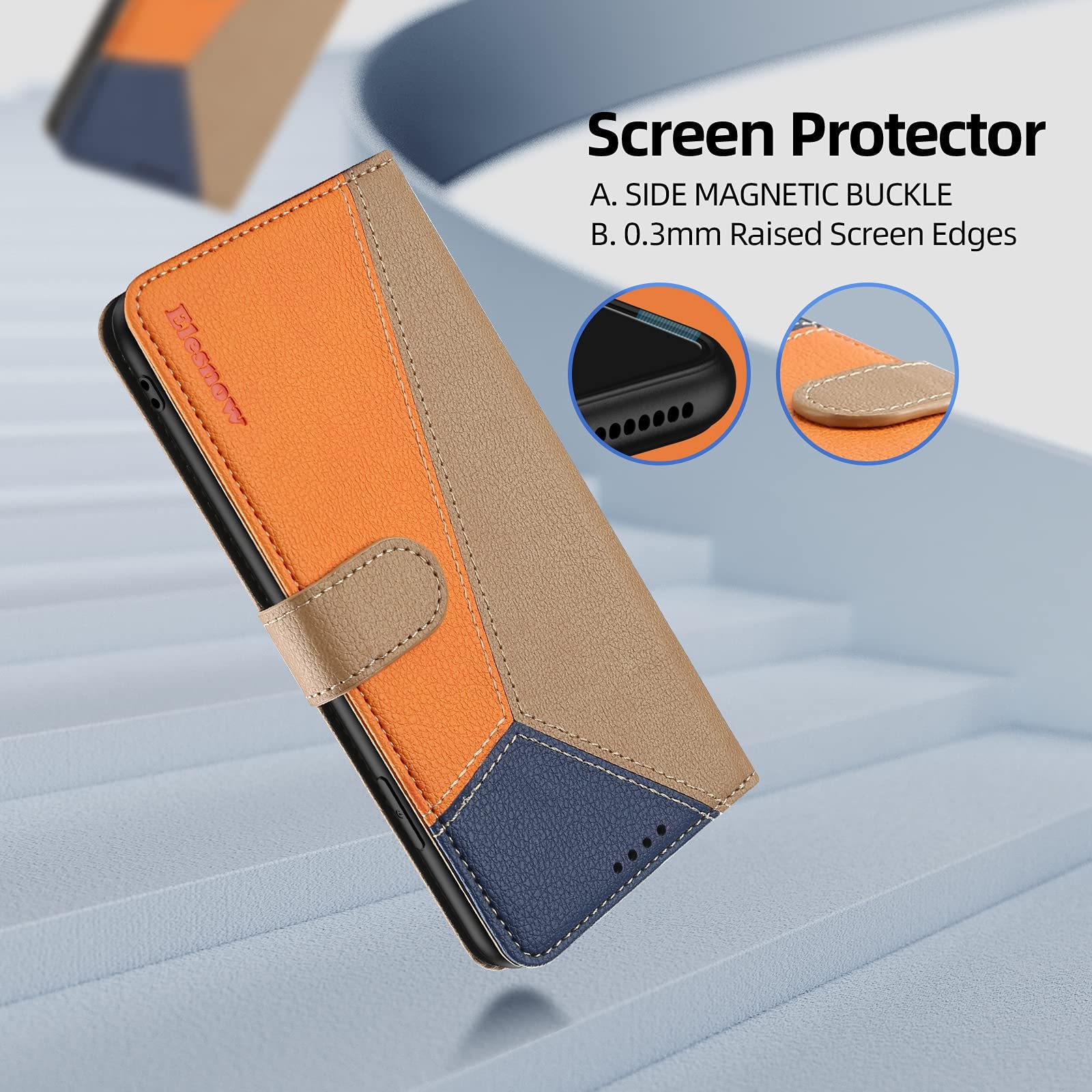 UITUIM Cover per iPhone X/iPhone XS, Cover Custodia a Libro Portafoglio in Pelle con Porta Carte Magnetica Cover Telefono Flip Case Protettiva Completa Custodia per iPhone X/iPhone XS,Rosa