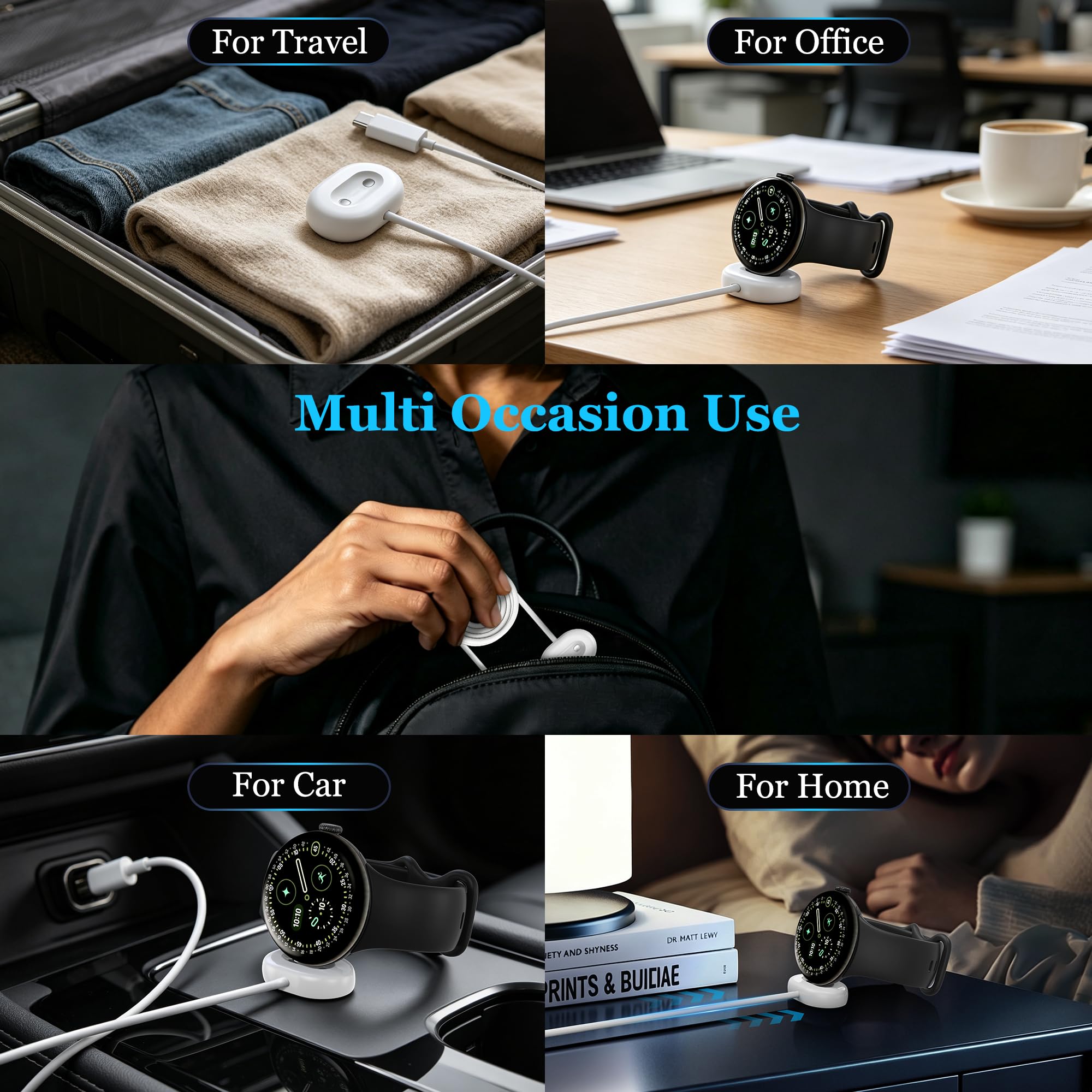Confezione da 2 caricabatterie per Pixel Watch 4, cavo di ricarica di ricambio di tipo C, compatibile solo con Google Pixel Watch 4 41 mm/45 mm (bianco)