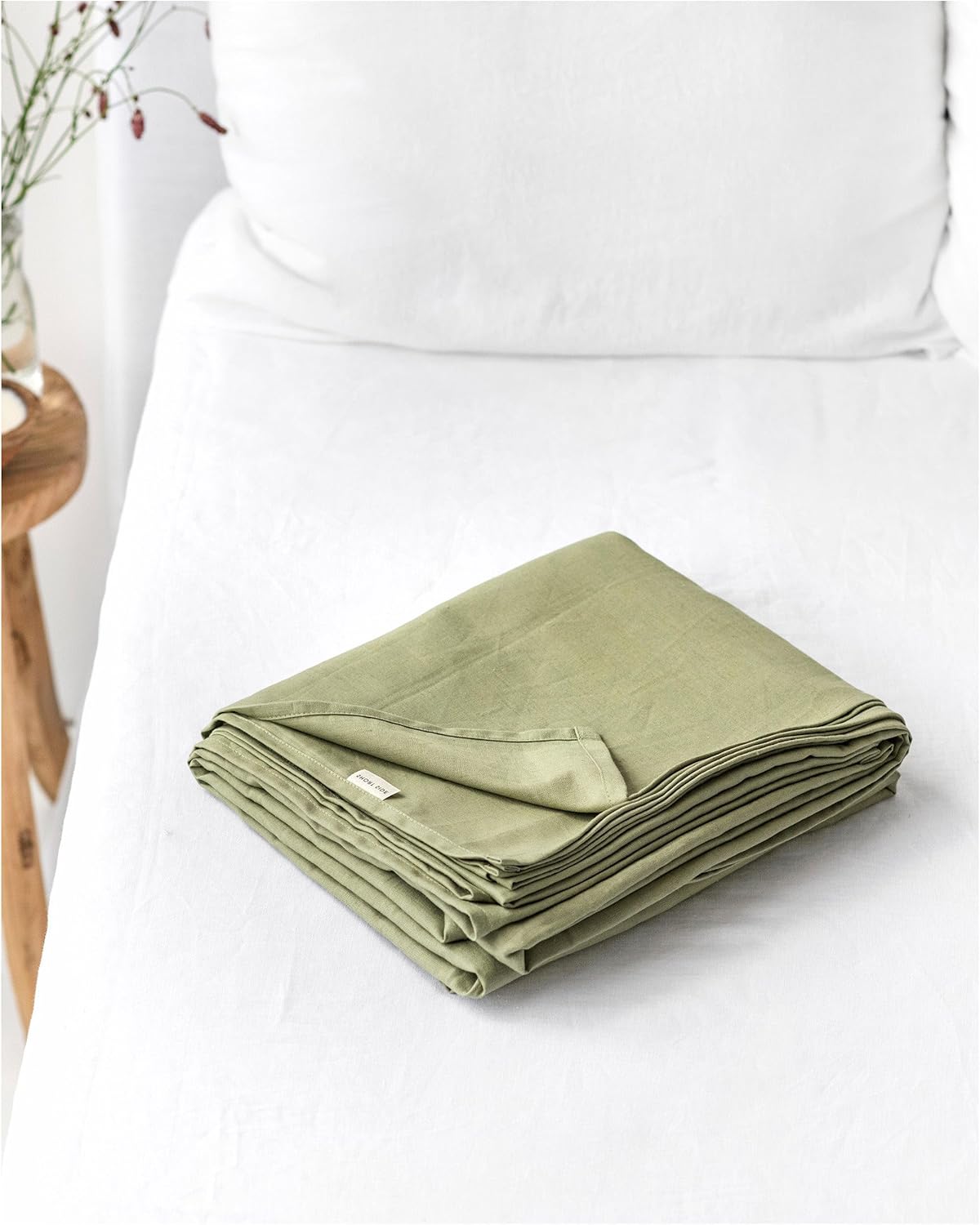 Magic Linen - Sage Linen-Cotton Flat Sheet Twin/Twin XL Size, Stone Washed Linen Cotton Blend Flat Sheet Only, Breathable and Soft Top Sheet, Luxury Flat Bed Sheet