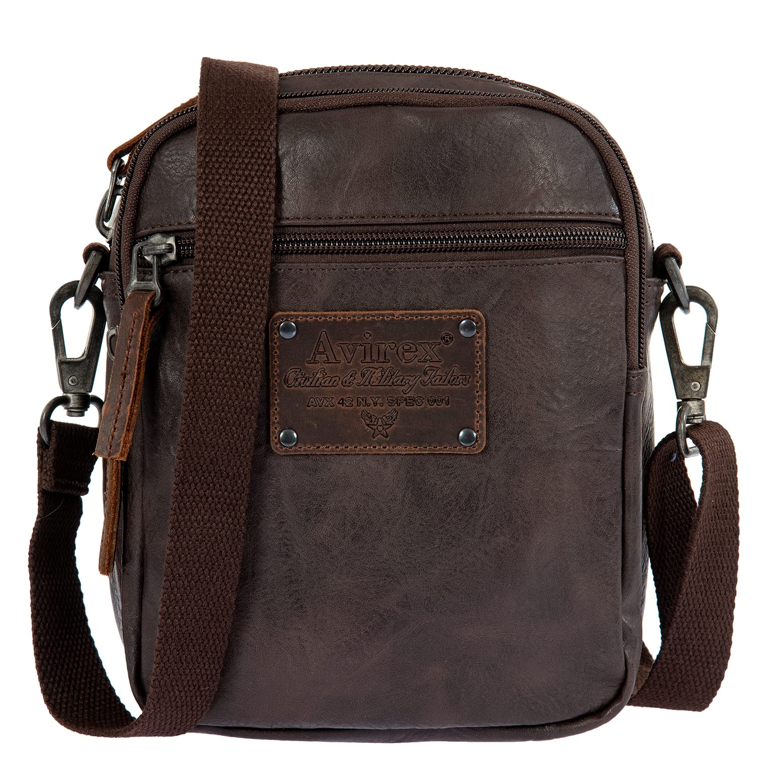 Avirex Borsello Uomo a Tracolla in Eco pelle, Borsa a tracolla Uomo impermeabile con Tasche a Zip in stile vintage, Collezione Buffalo BFL05