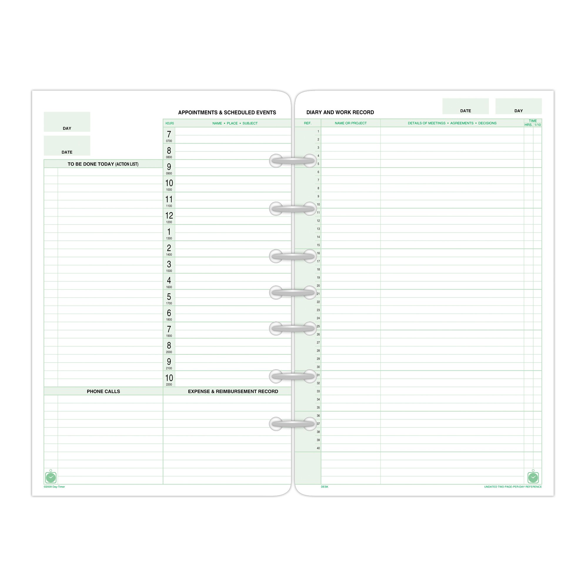 EttaVee for Day-Timer 2024 Two Page Per Week Planner Refill, Loose-Leaf,  Desk Size, 5 1/2 x 8 1/2, Weekly