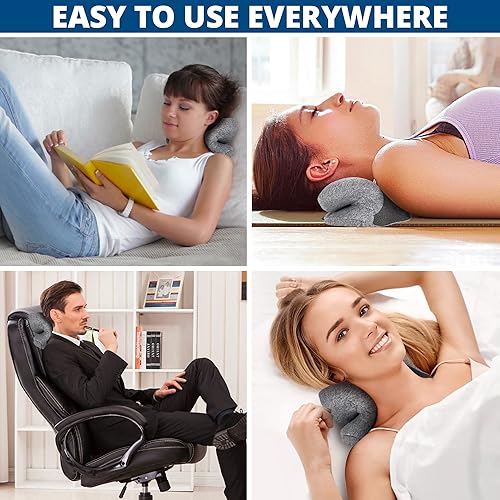 Miniatura 7 de Wifamy Estirador de cuello térmico 3s para aliviar el dolor, relajante de cuello y hombros, nube de cuello, dispositivo de tracción cervical con