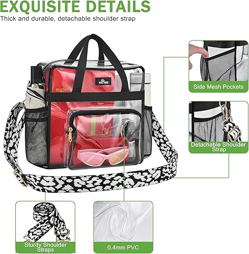 Vista 40 de MAY TREE Bolsa transparente para eventos en estadios de 12 x 6 x 12 pulgadas, bolsa de almuerzo transparente con correas reforzadas para trabajo