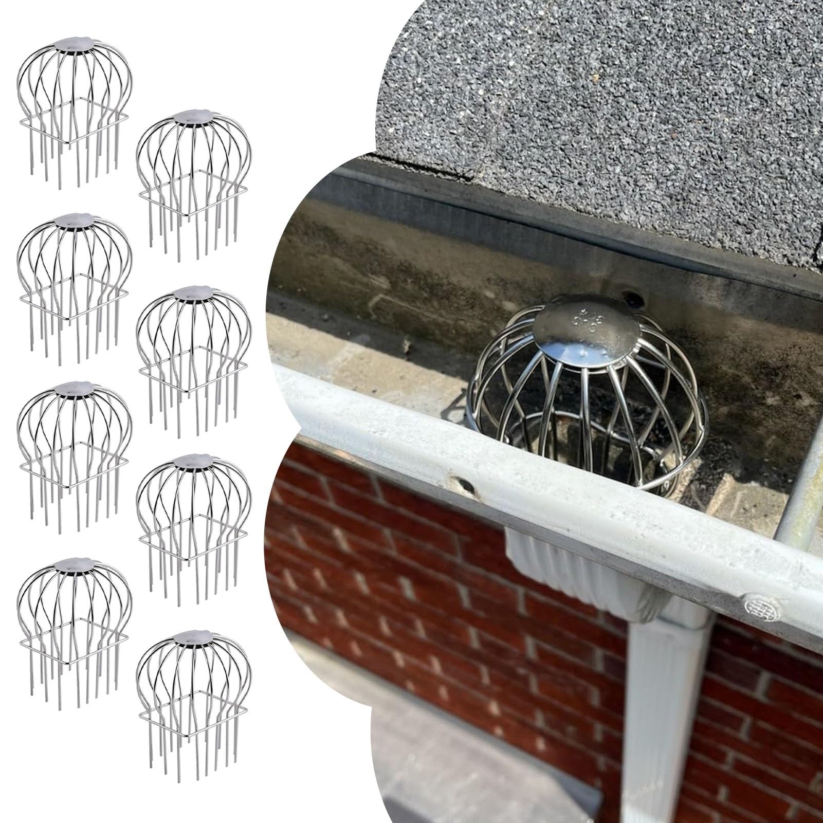 Dachrinnen Schutz Quadratischer Fallrohrfilter Gegen Verstopfungen Durch Laub und Samen, Rostfreier Dachrinnenschutz aus Metall, Abdeckung Gegen Verstopfungen(8PCS,Large 9x14cm (4x6in))