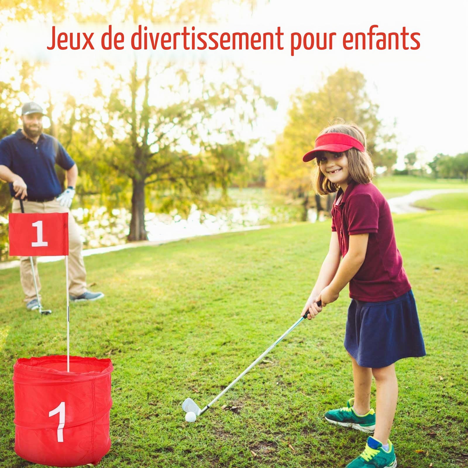 Jeu de Golf dans la Cour, Jeux de Golf dans Un Seau à 6 Trous Jeu de Golf dans la Cour Jeu d'Entraînement au Golf pour Adultes Enfants Pelouse Plage Cour Camping Parc