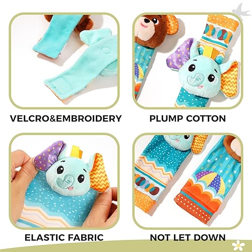 Miniatura 3 de Sonajeros para bebés de 0 a 6 meses, lindo juego de calcetines suaves para recién nacido, sonajero para muñeca y pie para recién nacido, juguete