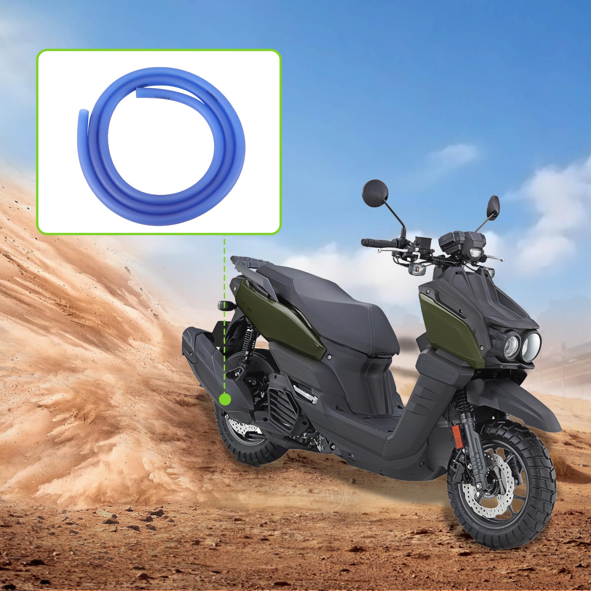 ARAMOX moto filtre à carburant Remplacement de filetage de 8 mm de filtre à essence en ligne en verre métallique pour moto (bleu) - Auto