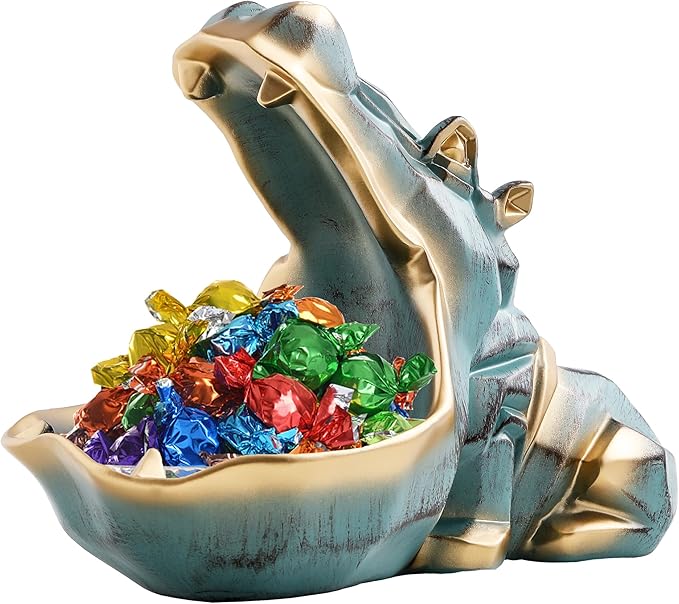 Kiiwaa Candy Dish, Resin Hippo Statue, Key Bowls for