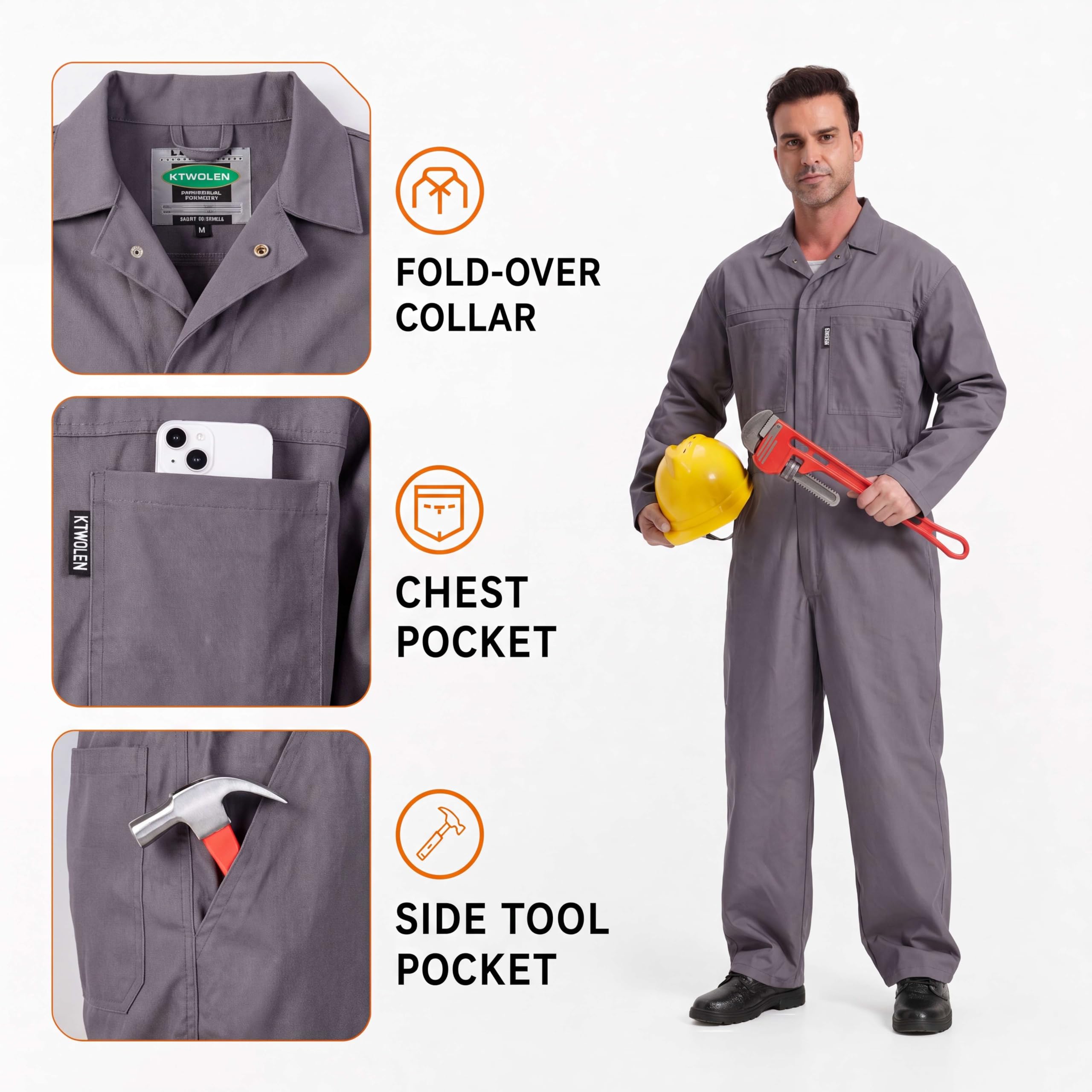 Mono de Trabajo para Hombre Traje Buzo de Trabajo Funda Mono de Taller Mecanico