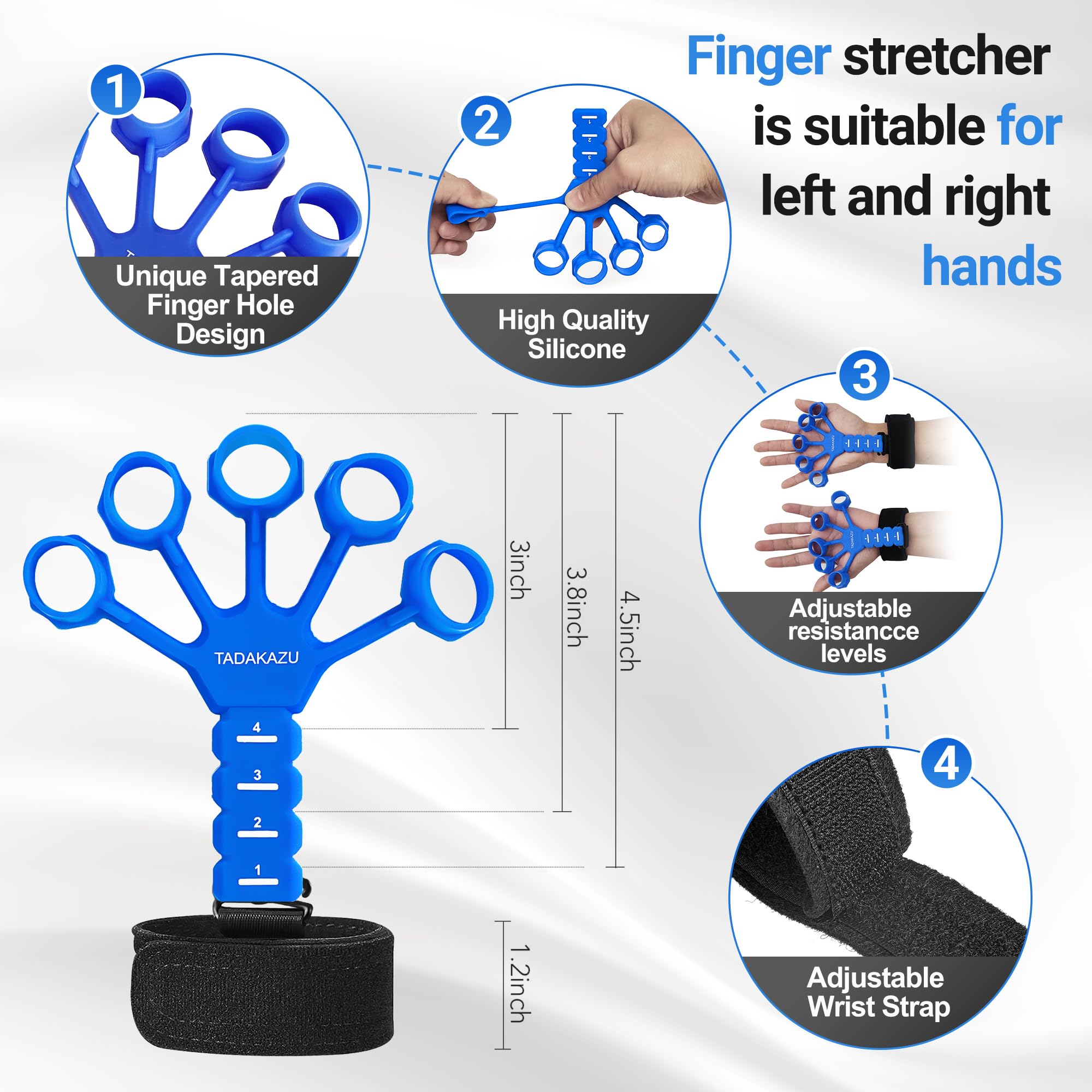 Appareil D'entraînement Pour Les Mains - Renforce La Force De Préhension Et L'extension Des Doigts - 40 Livres, En Alliage Et Silicone - Pour Escalade, Tennis, Musique, Rééducation