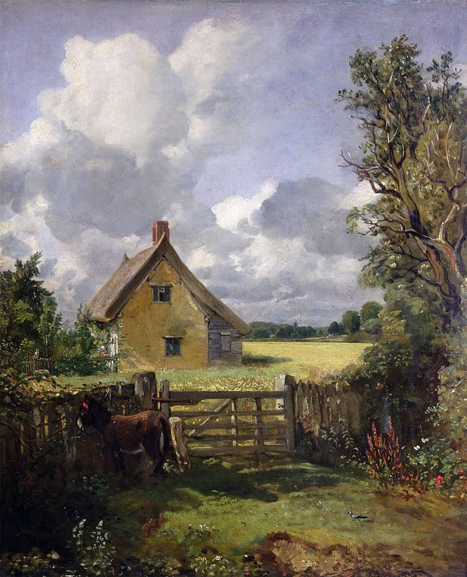 POSTERIIk Vintage Print Pop Art Landscape Artwork Cottage in a Cornfieldby John Constable Art Prints for Office Home Decor 60x90cm