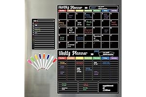 Hivillexun 3-Pack Magnetic Dry Erase Calendar Board White Board Set - Ultimate...