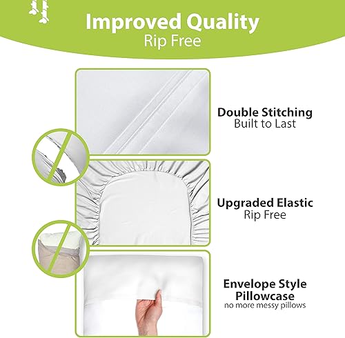 Miniatura 6 de BAMPURE Juego de sábanas de bambú 100% orgánico certificado de 6 piezas, con bolsillo profundo de hasta 16", 1 sábana encimera, 1 sábana bajera, 4