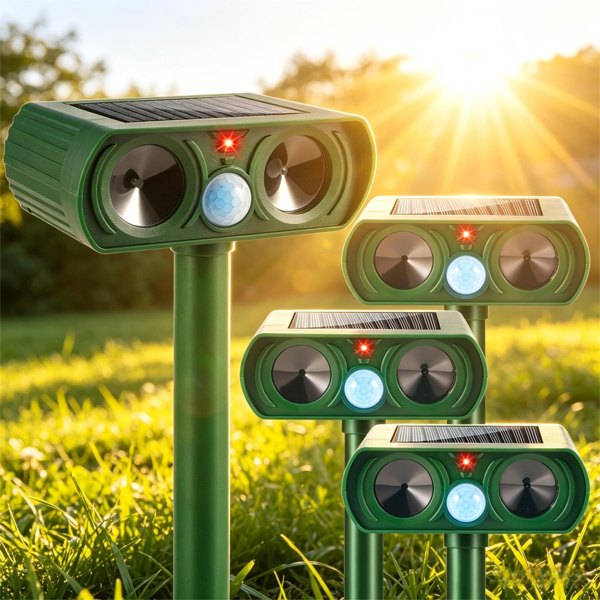Photo 1 of 2026 Solar Animal Repellent Ultrasonic Outdoor Cat Deterrent Deer Repellent Devices IP65 Waterproof with Motion Sensor Animal Repeller to Scare Squirrel,Dog,Raccoon,Skunk,Rabbit,Coyote Out of Yard