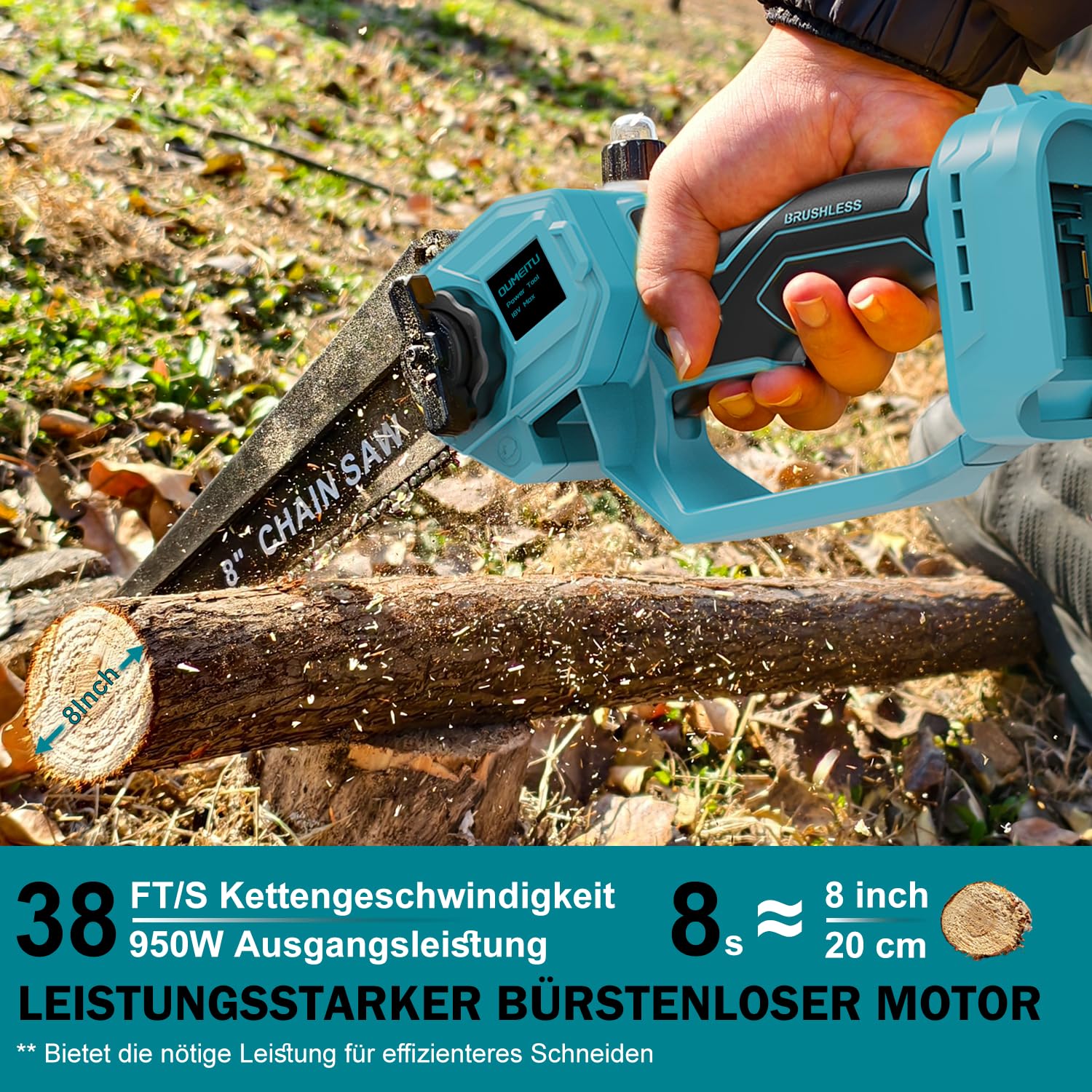 4-in-1 8 Zoll Mini Kettensäge & Akku Elektro Gartenschere für Makita 18V Akkus mit Teleskopstange & 30 mm Akku Astschere, Akku hochentaster mit 2 x 3.0Ah Akku & Bürstenloser, Arbeitsreichweite 4M