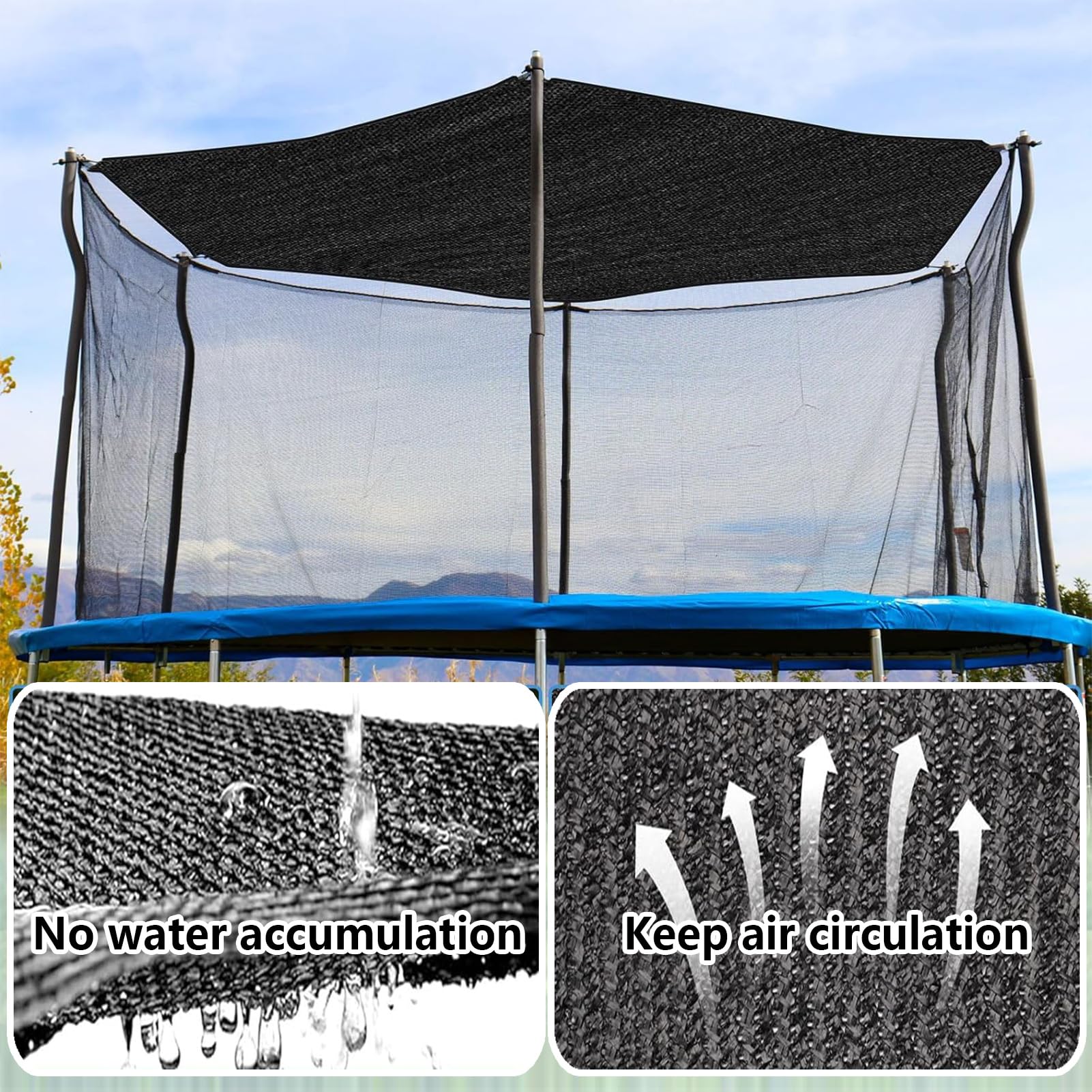 Copertura Ombreggiante Superiore del Trampolino, Rete di Protezione Solare del Trampolino, Isolamento Esterno Telo Ombreggiante Traspirante UV E Anti Foglie