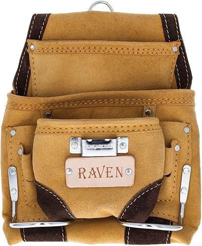 Miniatura 9 de ToolTreaux Bolsa de herramientas de cuero de gamuza de 10 bolsillos Bolsa de herramientas de taladro de martillo - Negro