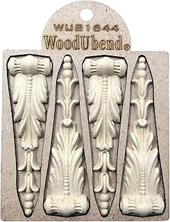 WoodUbend WUB1644 Pack of 4 Corbels - Wood Appliques - Heat Bendable & Flexible Onlays 10.5x3cm - DIY Craft, Furniture & Home Decor - Easy to Apply & Paint - Reusable & Durable Decals