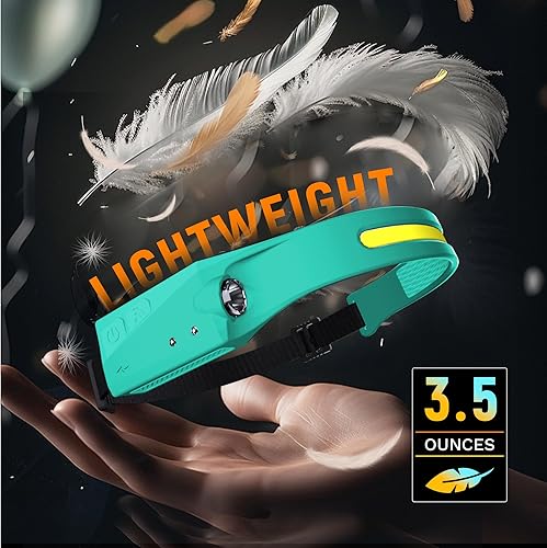 Miniatura 5 de EGUKU Faro frontal recargable, linternas frontales recargables LED de 1200 lúmenes, 2 COB, faro frontal con haz ancho de 230 con sensor de