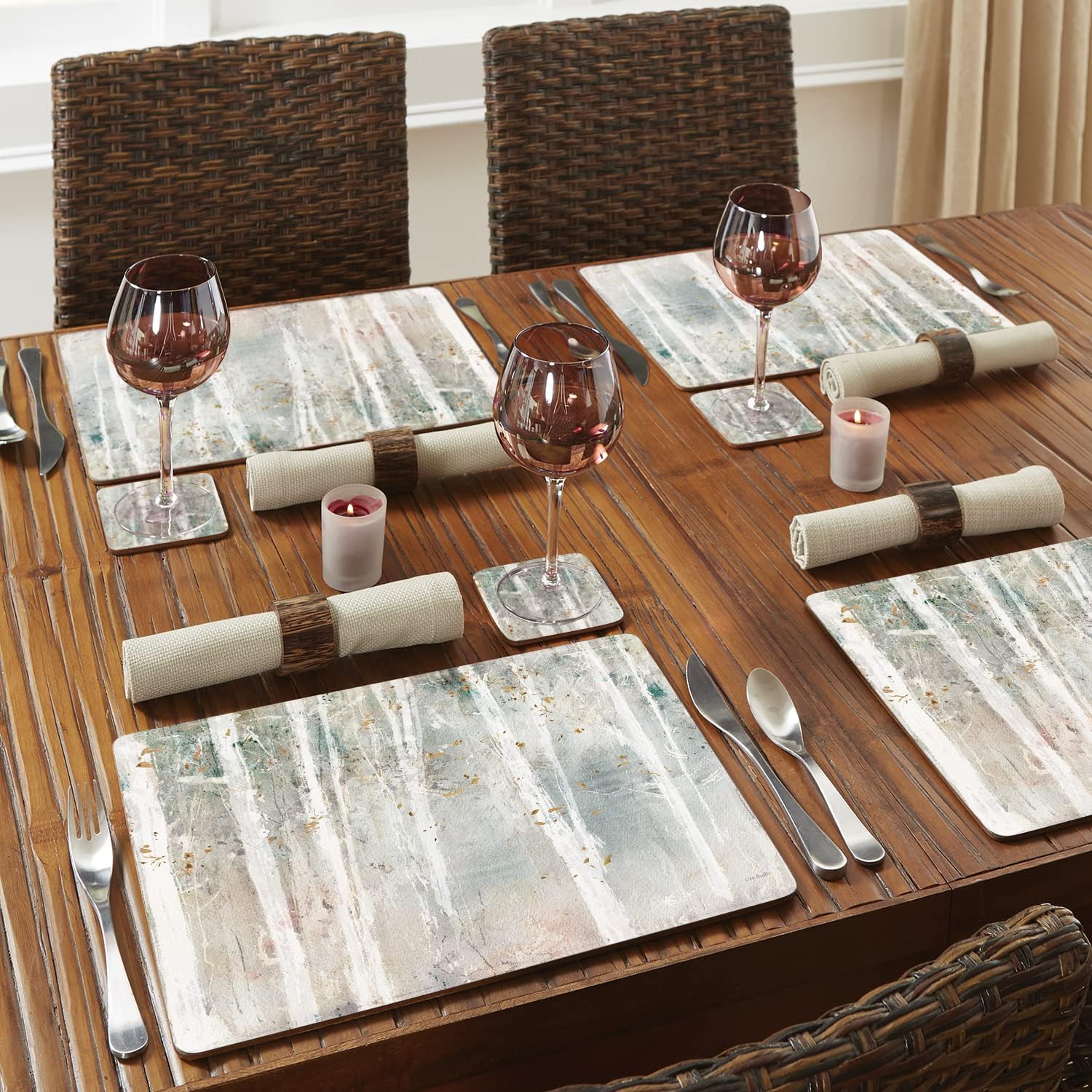 Woodland Walk Premium Decorative Hardboard Tabletop Placemats 4-Pack Manufactured in The USA Heat Tolerant and Easily Wipes Clean
