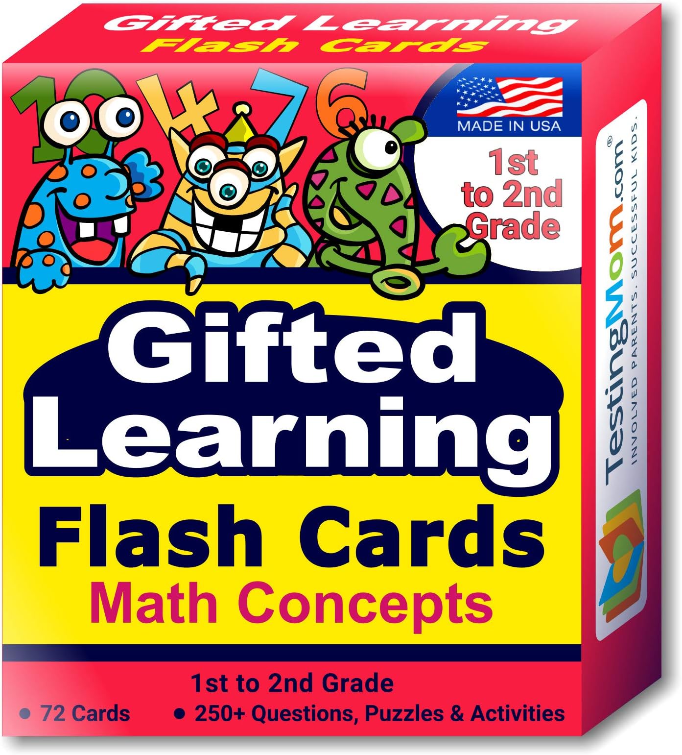 TestingMom.com Gifted Testing Flash Cards - Math Concepts for Grade 1 - Grade 2 - Educational Toy Practice for CogAT test, OLSAT test, ITBS, NYC Gifted and Talented, WISC, WPPSI