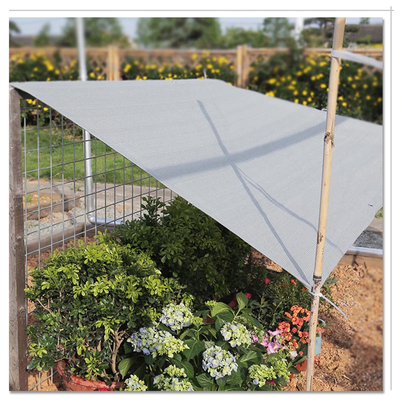 Rete ombreggiante grigia 8x11 m, tessuto con protezione solare UV al 90% per giardino, pergola, serra, telo a rete traspirante.