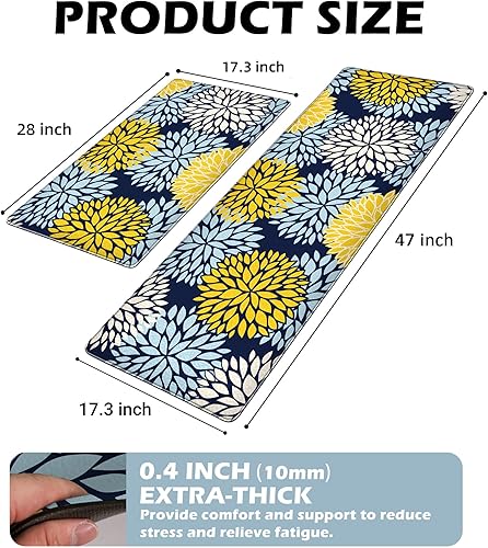 Miniatura 109 de Juego de 2 tapetes de cocina acolchados antifatiga, impermeables, antideslizantes, tapete de espuma viscoelástica, tapete cómodo para fregadero