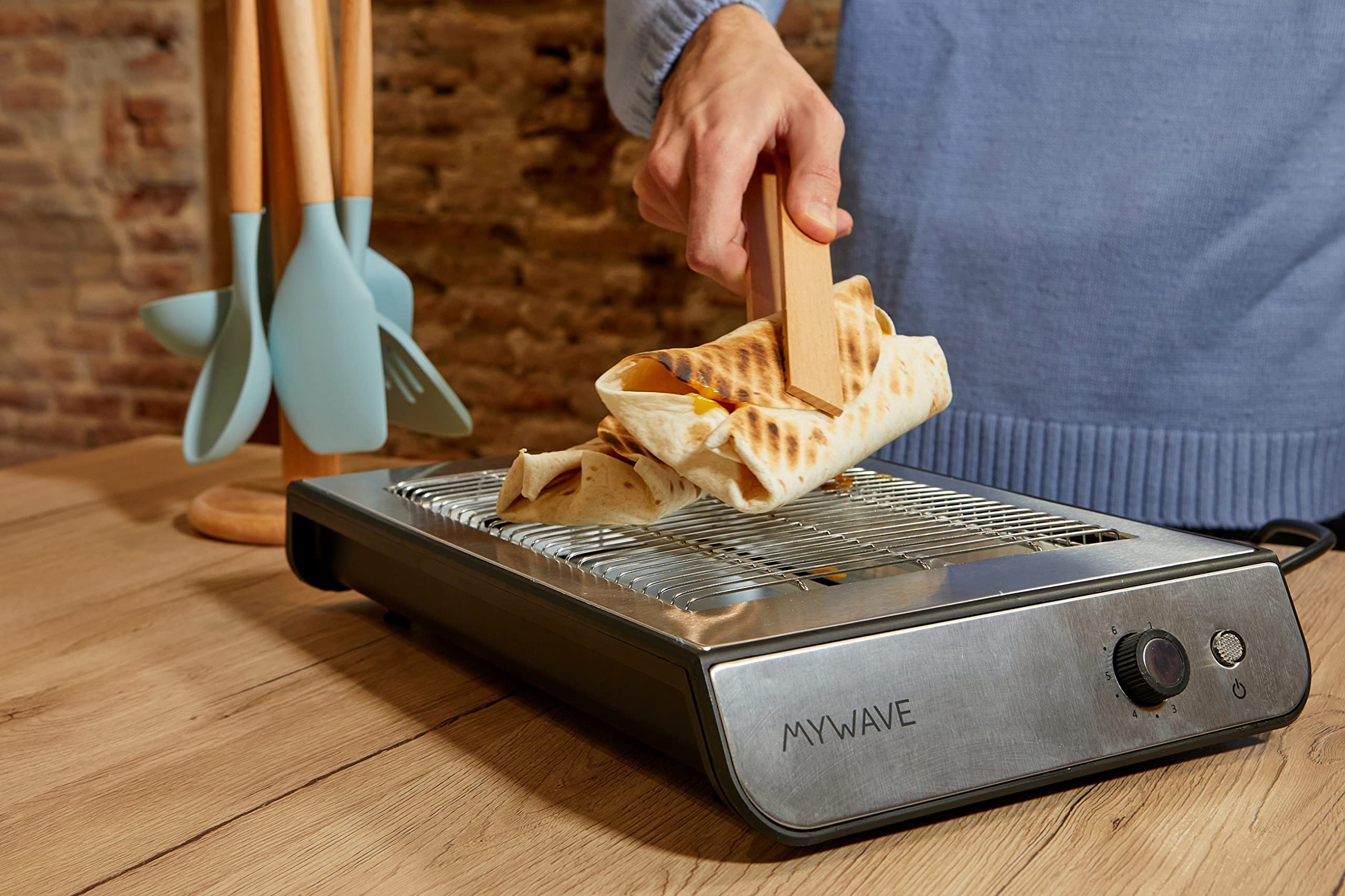 MY WAVE MWEMTOS-PLA Tostapane piatto con 2 tubi al quarzo, 600 W, grigio