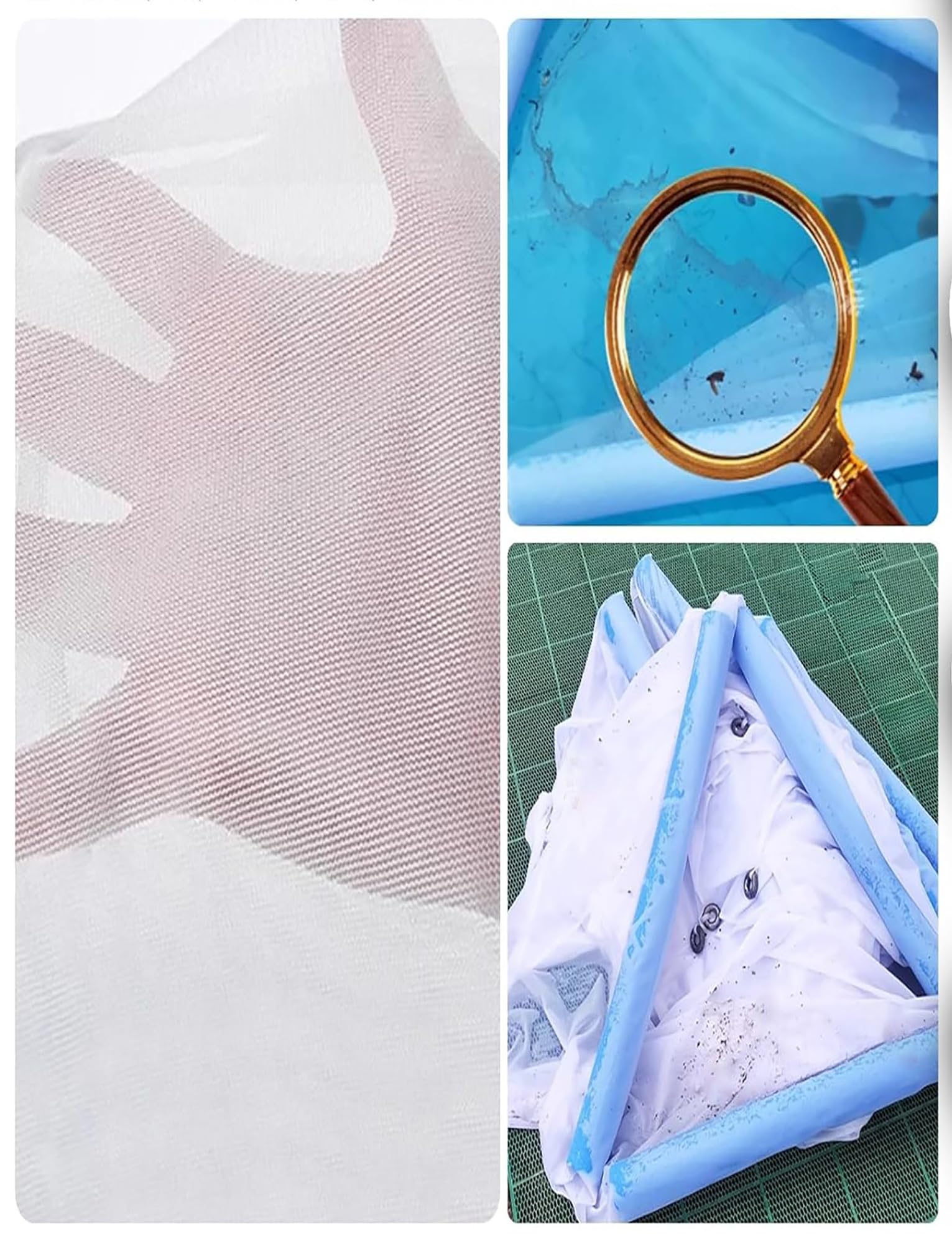 Ce Grand Filet de Piscine de 300, 500, 1000 ou 1500 cm de Large est idéal pour Le Nettoyage des piscines extérieures. Il Permet d'éliminer Les Feuilles, Les huiles et Les Graisses, Ainsi Que