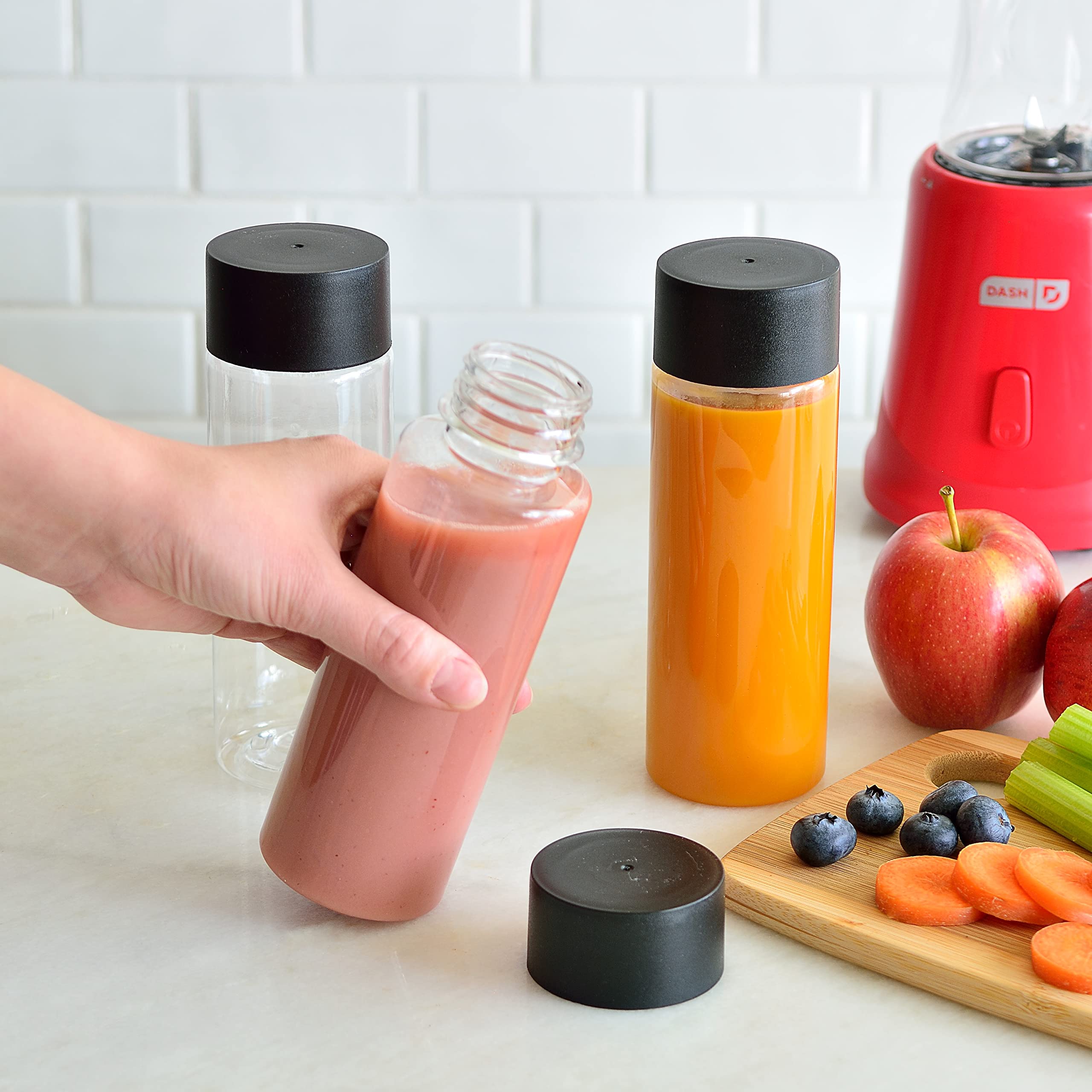 Youngever 8 Paquetes 300ML Botellas de Jugo, Botellas de Plástico con Tapa