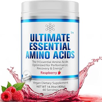 Ultimate 100% Essential Amino Acids Powder [Berry Flavor, 60 5g servings] All 9 EAAs & BCAAs L-Leucine, L-Isoleucine & L-Valine Amino Acids Supplement for Women & Men for Energy, Muscle & Recovery