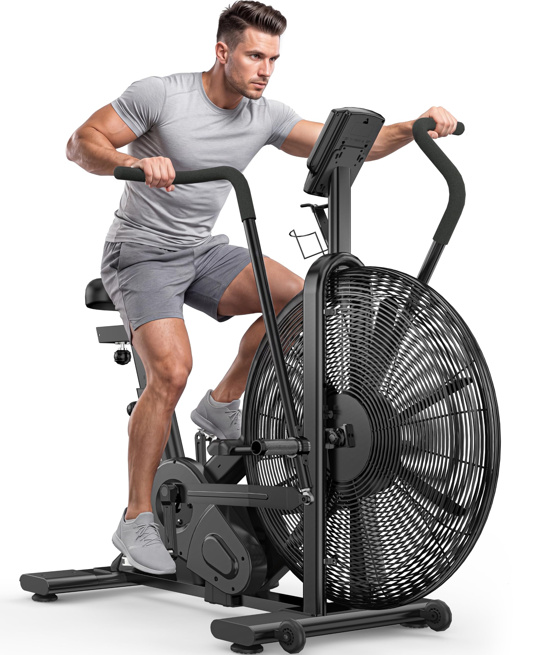 Wenoker A30 Air-Resistance Exercise Bike, Air Bike with Smart APP, ISCC PLUS Certified, Transmission Ratio 15:1, Stationary Fan Bike for Home Gym HIIT Full Body Workout