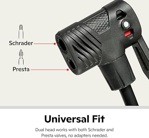 Miniatura 12 de Schwinn Bomba de bicicleta básica y de aire central, hasta 120 PSI máximo, doble cabezal se adapta a los tipos de válvulas Schrader y Presta, diseño