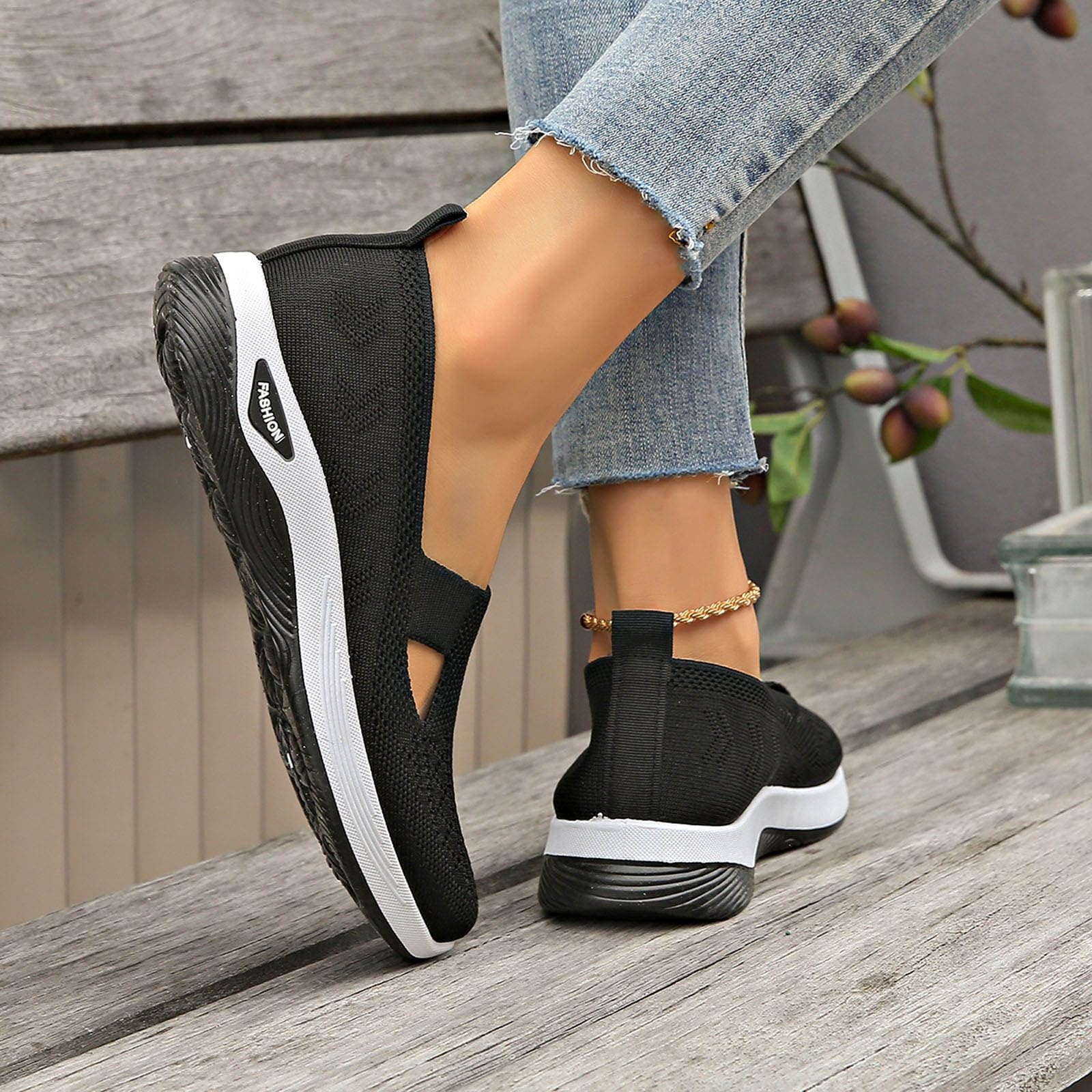 Chaussure Orthopédique Femme Été Baskets Légère Respirante Basket Ballerines Antidérapante Marche Enfiler Sans Lacet Sneakers Chic Fitness Slip on Confort Basquette Course Travail - 3