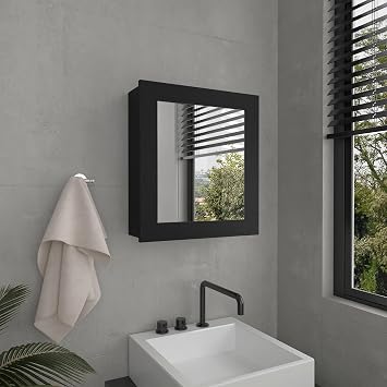 Tuhome Luma Medicine Cabinet with Mirrored Door and Two Interior Storage Shelves, Wall-Mounted Organizer for Bathrooms, Kitchens or Mudrooms, Compact Space-Saving Solution for Toiletries.