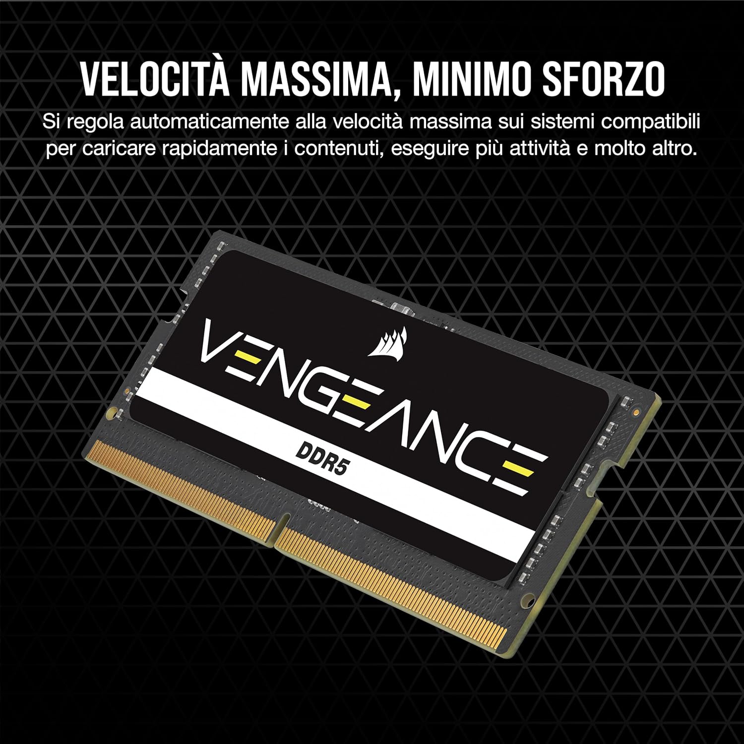 CORSAIR VENGEANCE SODIMM DDR5 RAM 48GB (1 x 48GB) Fino a 5200MHz CL44-44-44-84 1.10V Intel XMP 3.0 Memoria per Laptop ÔÇô Nero (CMSX48GX5M1A5200C44) - RAM - Immagine 3
