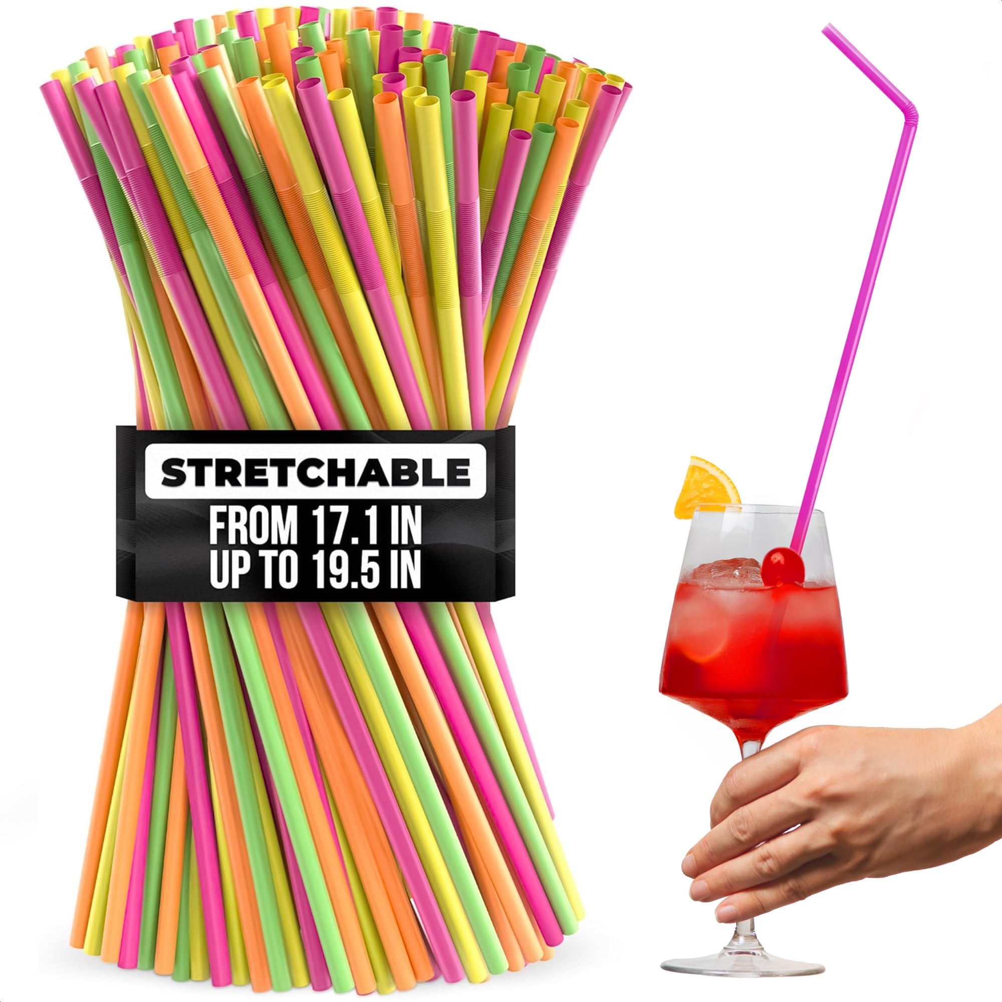 200 Pcs Extra Long Straws Disposable - Flexible Long Plastic