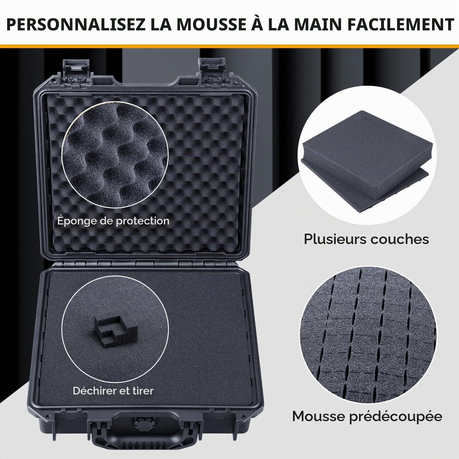 Lykus HC-2811 Étui Étanche avec Mousse, Taille Intérieure 26x24x7.4cm | IP67 Étanche, Mousse Personnalisable, Convient aux Appareils Photo, Objectifs, Équipements et Plus