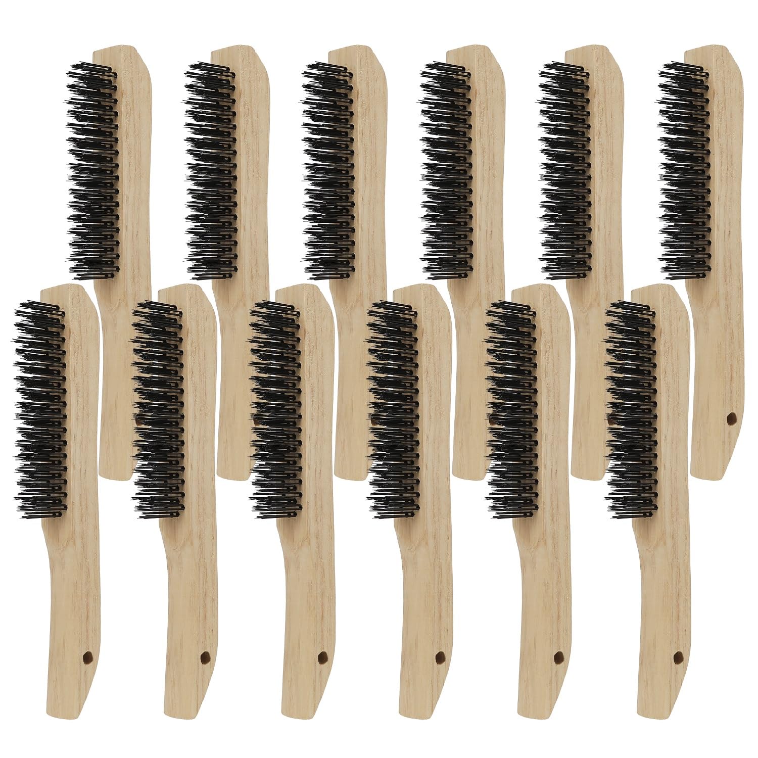Wire Brushes Pack of 12. for Cleaning Welding Slag, Rust and Dust. 10" Heavy Duty Carbon Steel Shoe Handle Wire Scratch Brush
