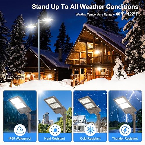 Miniatura 7 de Paquete de 2 luces LED de estacionamiento de 320 W, 48,000 lm, certificación UL, DLC, 320 W, 256 W, 192 W, ajustable, caja de zapatos, luz de poste