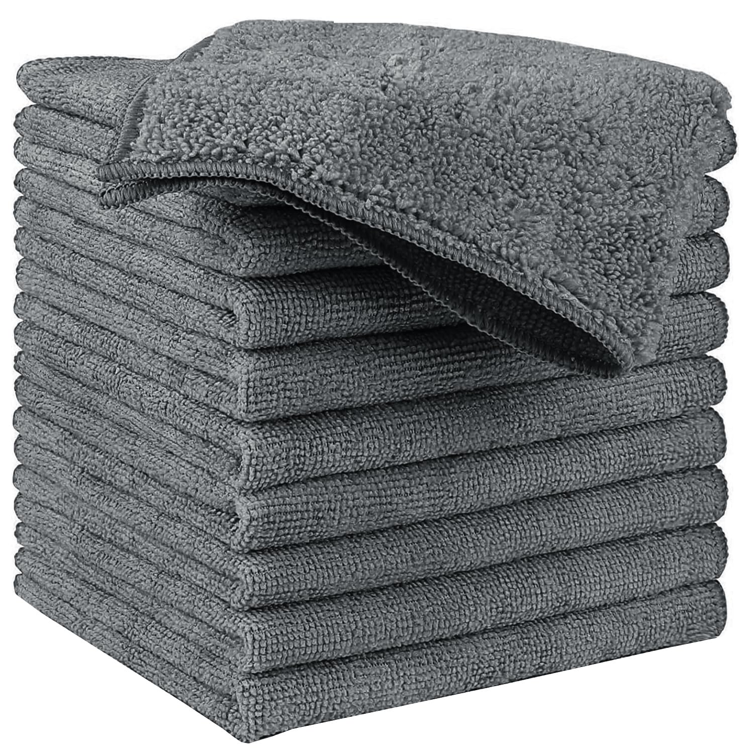 Hidmd Grey Microfiber Dish Cloths Super Absorbent Kitchen Wash Cloth Dish Rags For Washing Dishes Fast Drying Cleaning Cloths 30Cm X 30Cm 10Pack