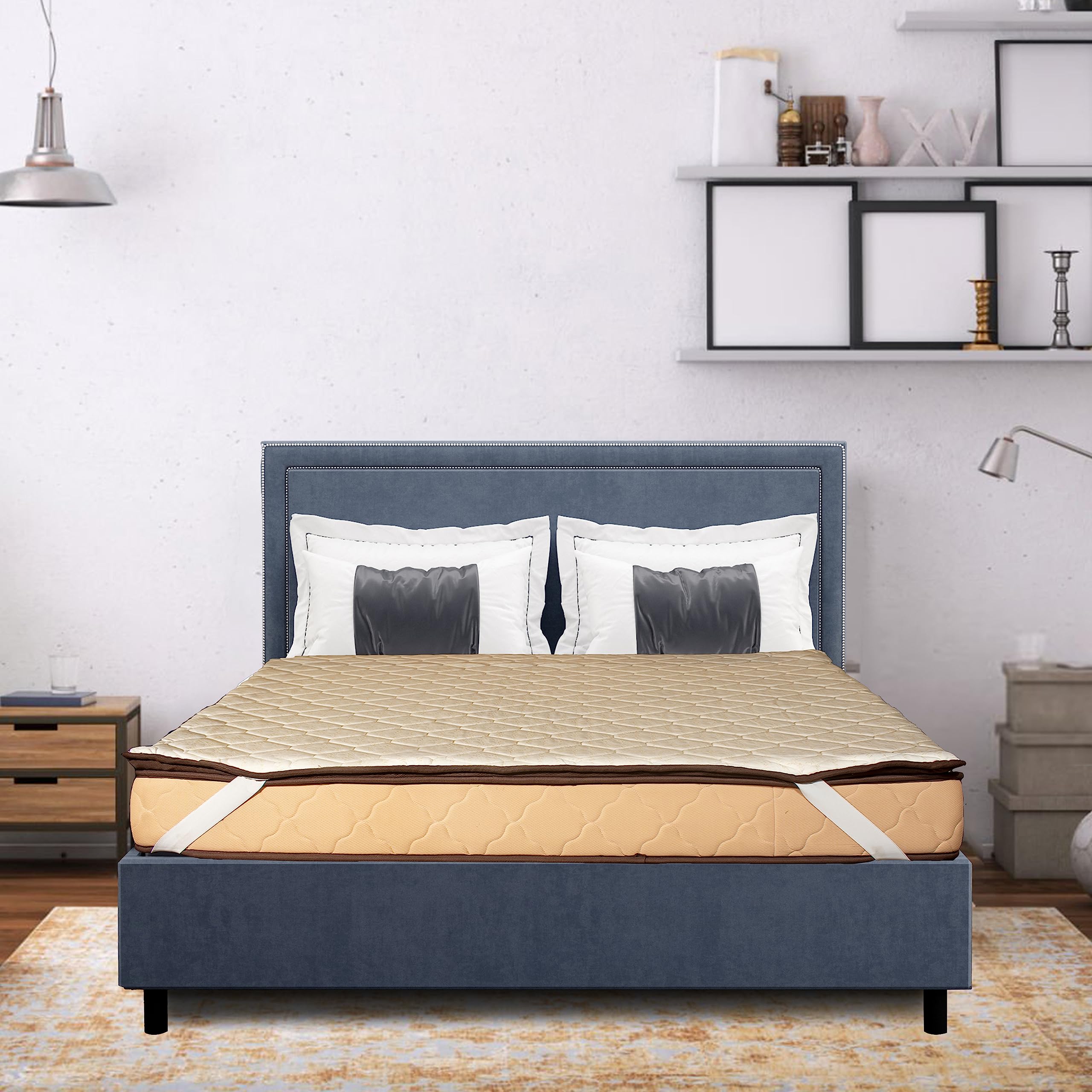 Cool Gel Memory Foam Mattress Topper Single Bed 72x30x2 Inch, Foam Sheet for Bed, Mattress Padding for Neck, Back & Shoulder Pain Relief, Bed Topper (Off White)-image-38